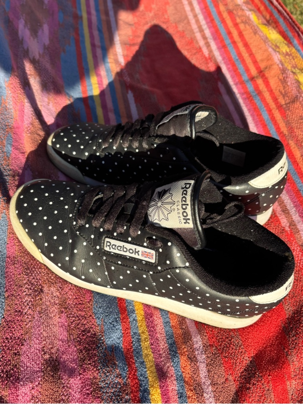 Reebok Black and White Polka Dot Low-Top Sneakers 👟